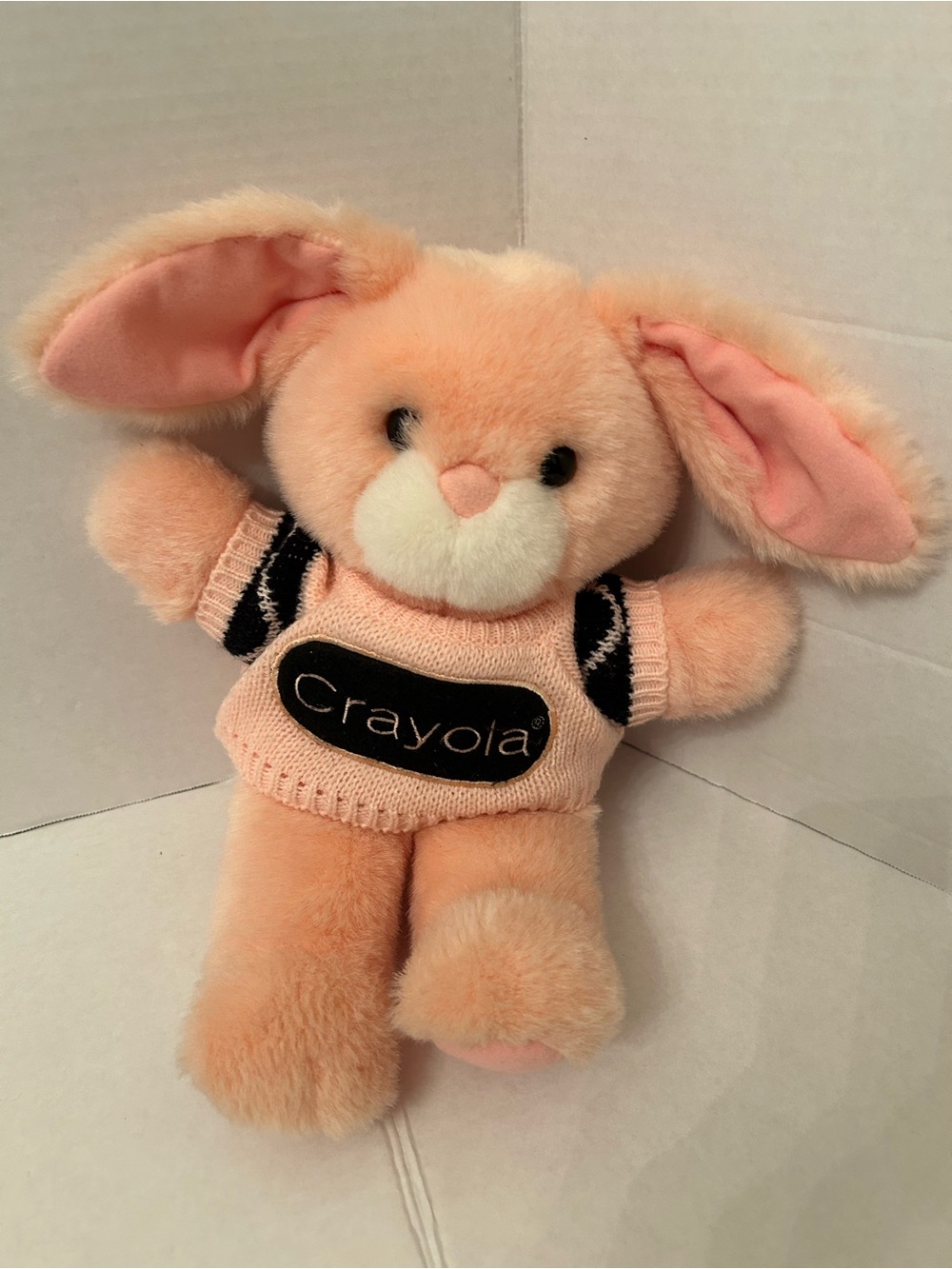 Crayola Peachy pink Plush Bunny with Branded Sweater - very rare